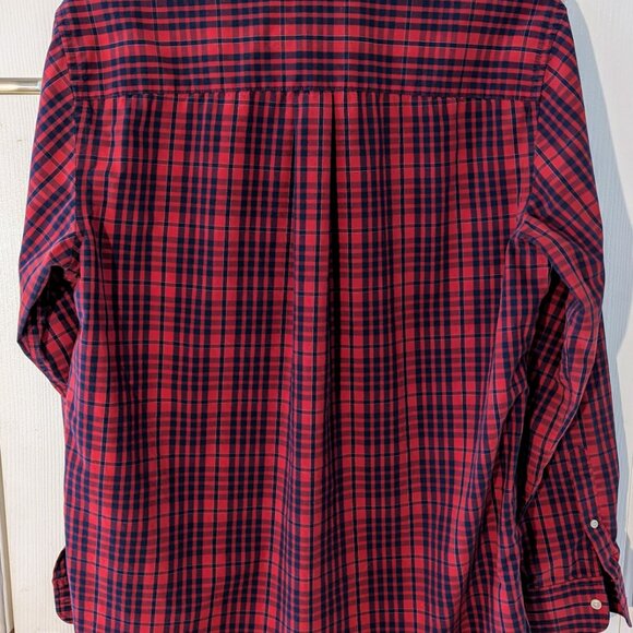 Mens Big & Tall Red & Blue Plaid Foundry Button-Down Long (Large Tall) - Picture 4 of 6